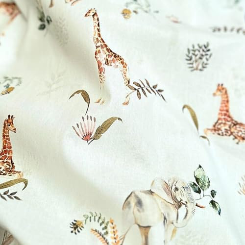 Baumwollstoff, Digitaldruck, Motiv Safari, Öko-Tex®, Meterware Stoff, Stoffe, Breite 150 cm, 115 g/m²