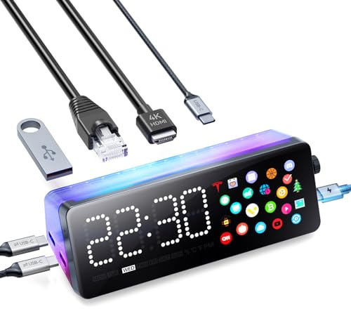 Laptop Docking Station, 7-in-1 USB C Docking Station with Screen, Multiple Built-in Apps, USB C Dock with HDMI 4K@60Hz, 90W Max Power Delivery, 1 Gbps Ethernet, Multiport Adapter for Dell/HP/MacBook