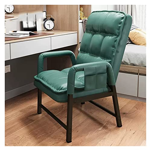 Moderner grüner Leder-Akzentstuhl mit verstellbarer Rückenlehne und Ottomane, ergonomischer Loungesessel mit hoher Rückenlehne, dicker Polsterung, Einzelliegesessel, Sessel