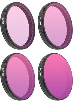 ND Objektivfilter-Set für DJI Osmo Action 5 Pro/4/3, mehrfach beschichtetes HD-Neutraldichte-optisches Glas, 4 Stück (ND8, ND16, ND32, ND64)