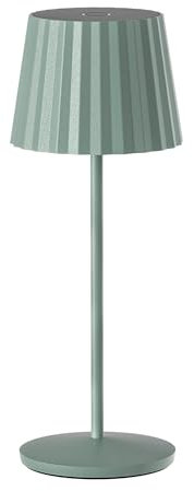 Tischleuchte, kabellos, Aluminium, Grün, LED, ABBY Olive, weiß, dimmbar, Höhe 29 cm