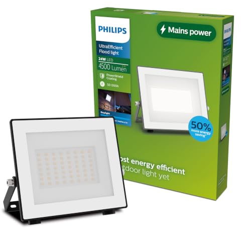 PHILIPS Lois ultraeffizienter Flutlichtstrahler für den Außenbereich, exkl. Bewegungssensor, 24 Watt, 5000K Tageslicht, Anthrazit