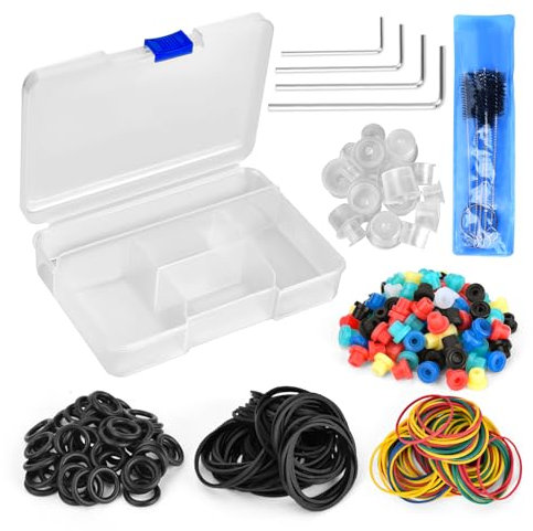 BAMTTOO Tattoo Rubber Bands Tattoo Rubber Grommets Set Needle Tip Cleaning Brush Tattoo Wrenches Tattoo Ink Cups Tattoo Coil Machine Parts Supplies with Storage Box
