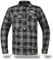 TLA Grid Chemise de Moto avec Protections, Veste en Flanelle à Carreaux avec Renforts en aramide, Unisexe pour Homme et Femme, Veste Vintage pour Scooter, avec Fermeture éclair et Boutons, Gris, L