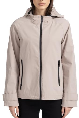 vittorio y Giacca Softshell da Donna con cappuccio Giubbino Leggero Antivento (IT, Testo, S, Regular, Regular, BEIGE)