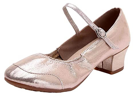 Block Heel Closed Toe Shoes Shoes for Women UK Slip On Flat Shallow Comfortable Single Shoe Ladies Sexy Sandals Casual Solid Color Low Heel Fashion Updated Mary Jane Rose Gold 7