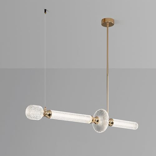 Lámpara Colgante de Tubo de 90 cm de Largo, de aleación de Zinc y Pantalla acrílica Acanalada, de suspensión Lineal para Comedor, Moderna lámpara Colgante LED de 40 W, Ultrafina (luz Neutra)