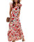 Robe De Soirée Longue Ete Fleurie Fluide Robe Femme Chic Et Elegant Dentelle Cocktail Vetement Ete sans Manches Boheme Légère Coton Summer Dress(Vermillon,S)