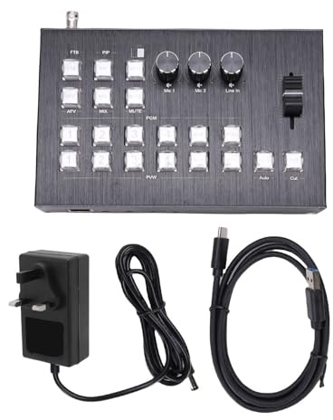 Vvikizy Live Streaming Switcher Video Mixer SDI HD Multimedia with 1 SDI Input 3 HD Inputs 2 Outputs Type C USB3.0 for Broadcast TV Live Production OSD Display (UK Plug)