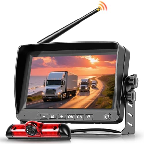Hodozzy Rückfahrkamera Kabellos für FIAT Ducato Späte 3 2006–2017/ Peugeot Boxer 2006–2017/ Citroën Jumper 2006–2017, 7 Zoll IPS Rückfahrmonitor mit Totwinkelwarnung, Nachtsicht, Loop-Aufzeichnung