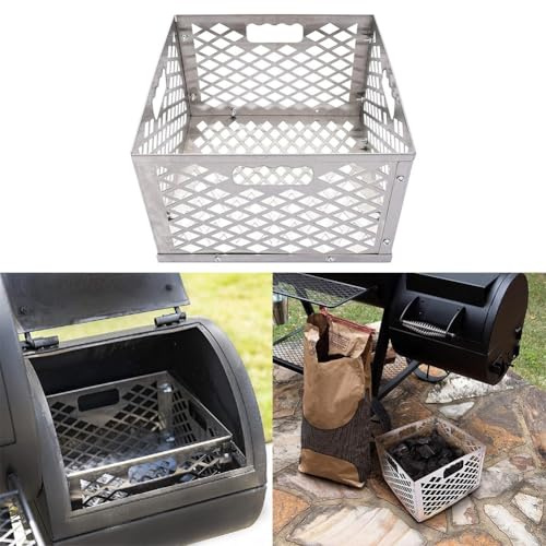 URPIZY Kohle-Feuerbox-Korb und Türklammern für Oklahoma Joe's Bandera und Longhorn, 3-in-1 Kombinationen und die meisten Offset-Smoker oder Grills, aus rostfreiem Stahl