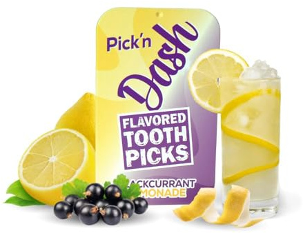 Dash Liquids - Zahnstocher mit Geschmack- flavored toothpicks - zum Abgewöhnen unliebsamer Angewohnheiten in praktische Metalldose Inhalt: 100 Stück (Blackcurrant Lemonade)