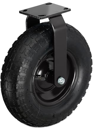 Relaxdays Bockrolle, 3.50-4, Traglast 120 kg, Gummi, Stahlplatte, luftbereift, Schwerlastrad, Gummirolle, Farbwahl