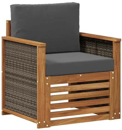 vidaXL Outdoor Mittelsofa Natur, Moderne Outdoor-Couch, modulare Möbel, wetterfestes Gartenlounge, Bequeme Terrassen-Sitzgruppe