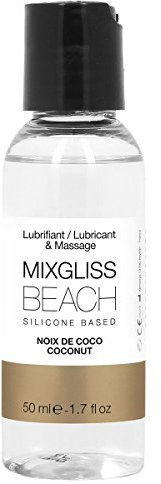 MIXGLISS BEACH, Premium 2-in-1 Massageöl und Gleitgel auf Silikonbasis, Kokosnuss, 50ml
