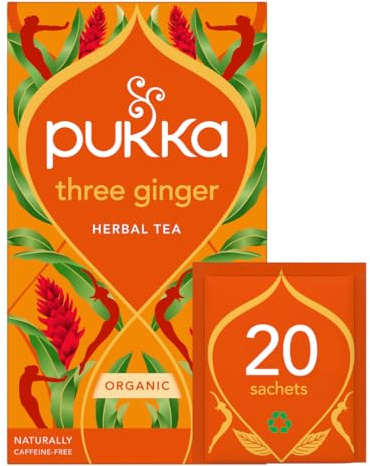 Three ginger, tea infusion bags