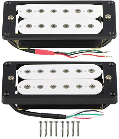 FLEOR Doppelspulen-Tonabnehmer-Set Keramik-Tonabnehmer in Humbucker-Größe 12-teilige Sechskantschraube mit schwarz gebogenem Rahmen (Hals + Brücken-Tonabnehmer)