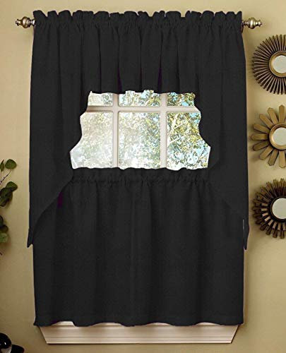 RIBCORD Farbe Küche Vorhang & Querbehang, schwarz, 54W x 36L Tier