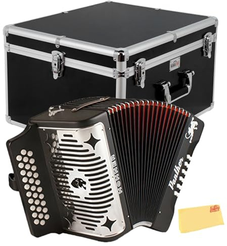 Hohner Panther Diatonic Accordion - Keys G/C/F Bundle with Hard Case and Austin Bazaar Polishing Cloth