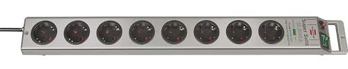 Brennenstuhl 10er Set: Super-Solid Überspannungsschutz-Steckdosenleiste 8-fach silber mit Schalter, 10 Stück, 1153340318