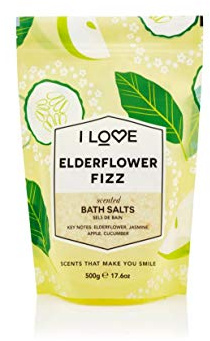I Love Signature Elderflower Fizz Scented Bath Salts, with 99% Naturally Derived Ingredients, Lightly Fragranced Leaving Skin Feeling Silky & Smooth, Vegan-Friendly - 500g