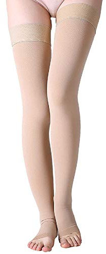 Wallfire Medizinische Kompressionsstrümpfe, 23-32mmHg Oberschenkel Stützstrümpfe für Damen Herren Relief Verhindern Krampfader (Color : Skin Color, Size : XL)