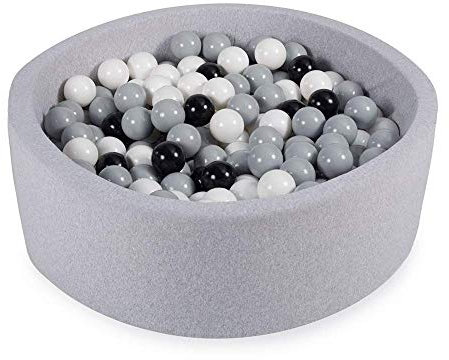 Angelove Piscine à Balle pour Bébé 90x30cm – Piscine à Balles Enfant en Coton Doux avec 200 Boules en Couleurs, Gris Clair