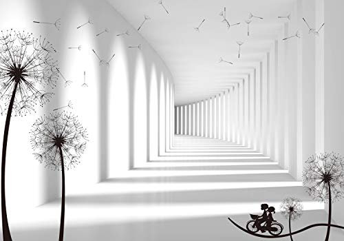 wandmotiv24 Fototapete Tunnel mit Pusteblumen Menschen, M 250 x 175 cm - 5 Teile, Wanddeko, Wandbild, Wandtapete, Abstrakt Weiß M6124
