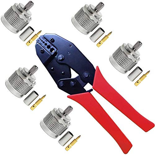 5 Stücke N Stecker Crimp und Koaxialkabel Crimpzange, Kagni N Adpter RF Stecker und crimpzange quetschverbinder set für LMR195 RG58 RG400 RG142 LMR200 RG223