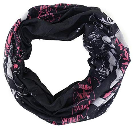 TigerTie Multifunktionstuch in rosa schwarz weiss mit Totenkopf-Motiv - Tuch - Schal - Schlauchtuch - Wundertuch, Gr.48 cm x 48 cm (Umfang)