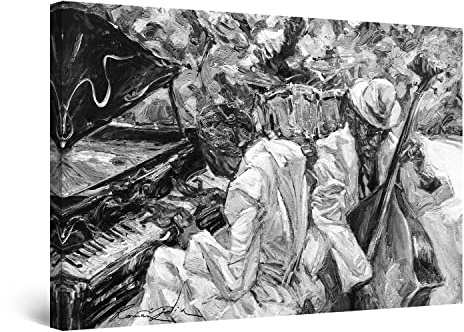 Startonight Bilder Schwarz und Weiß Jazz Sänger - Leinwandbilder Moderne Kunst - Abstrakte Wanddeko Kunstdrucke, Wandbilder Schlafzimmer 60 x 90 cm, Tag Nacht Effekt, Elegante Geschenkidee Wand Deko