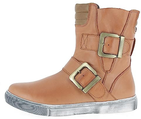 Andrea Conti Damen Stiefelette Leder rockiger Biker Boot 0346833, Größe:37 EU, Farbe:Orange