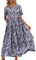YESNO Women Dresses Casual Plus Size Bohemian Short Sleeve Floral Long Maxi Summer Beach Swing Dress/Pockets 2XL EJFUK CR148