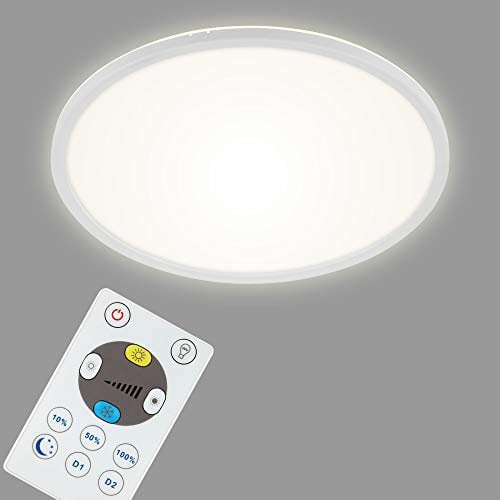 BRILONER - LED Deckenlampe flach mit Fernbedienung, indirektes Licht, einstellbar von warmweiß bis kaltweiß, Lampe, Deckenleuchte, Wohnzimmerlampe, LED Panel, Küchenlampe, 42x2,9 cm, Weiß