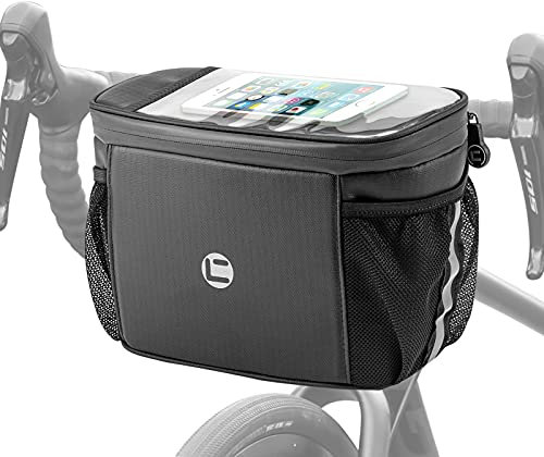 Luckits Lenkertasche, Fahrradtasche für Lenker Fahrradlenkertasche, wasserdichte 4L Lenkertasche Fahrrad, Fahrradkorb Tasche mit Warmhalte/Kaltfunktion, TPU Handy/Kartentasche, Reflektierendes Band