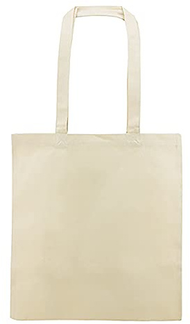 Siglo XXI Publicidad Tasche aus natürlicher Baumwolle, 240 g/m², lange Griffe, 10 oder 20 Stück, Größe 38 x 42 cm, Geschenke, Einkaufen, Basteln, Geschäfte., beige, Pack 10 pcs.