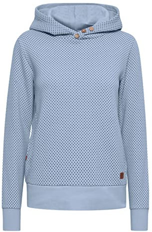 OXMO OXVera Damen Kapuzenpullover Hoodie Pullover mit Kapuze Eingrifftaschen Rippbündchen Baumwollmischung Regular fit, Größe:M, Farbe:Brunnera Blue (163922)