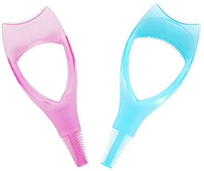 2 Pcs Professional Eyelash Makeup Tool Set Mascara Applicator and Eyelash Comb for Upper and Lower Lashes (1 Pink + 1 Blue)