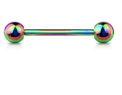 JEWEL BARREL Zungenpiercing Barbell Zungenstab Brust NippelPiercing Schmuck, Körperschmuck 14g (1,6 mm), 12/14/16 mm Stablänge, 4/5/6 mm Kugelgröße, Chirurgenstahl