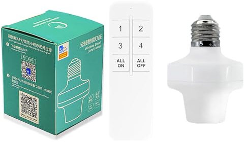 QIACHIP Lampe à télécommande sans fil Douille E27 Base d'ampoule, kit d'interrupteur sans fil marche/arrêt,contrôle Bluetooth Ewelink APP, minuterie,pour ampoules électriques