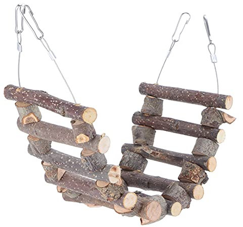 Joyzan Strickleiter Vogelspielzeug, Vogel Holzleiter Brücke Seilspielzeug Naturals Holzschaukel Papageienspielzeug Leitern Schaukel Kauspielzeug Hängendes Haustier Vogelkäfig Wellensittiche Sittiche