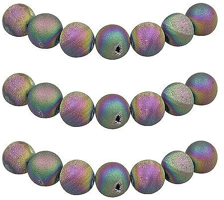 MJDCB Perlen zum Auffädeln 6mm 60 stück Regenbogen Géoden Achat Halbedelsteine Perlen mit Loch Natürliche Lose Runde Steinperlen für Herstellung Schmuck Armbänder Halsketten