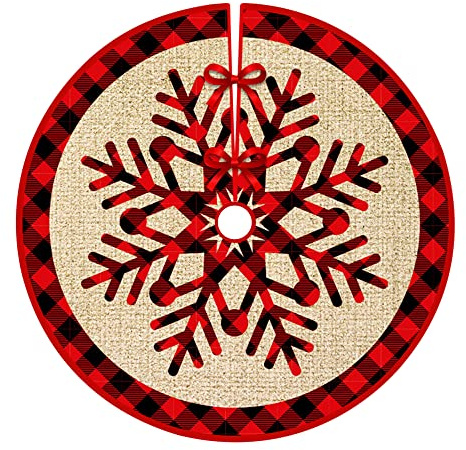 Christmas Tree Skirt,Christmas Tree Decorations,35in/90cm Xmas Tree Skirts Red and White,Xmas tree base cover for Christmas New Year Home Party Indoor and Outdoor Decoration