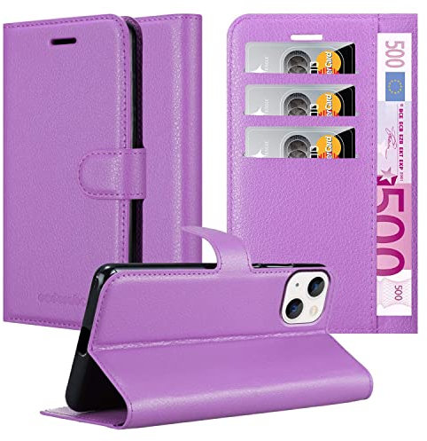 Cadorabo Hülle kompatibel mit Apple iPhone 14 PLUS Handyhülle aus Premium Kunst Leder Flip Klappbare Stoßfeste Magnetische [Standfunktion] [Kartenfächern] Cover Hülle für iPhone 14 PLUS Tasche in Lila