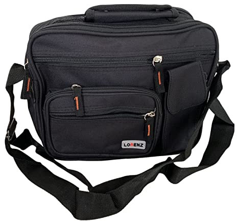 Lorenz Men's 2 Compartment Travel Gadget Multi function Bag 21 x 25 x 9 cms - Black