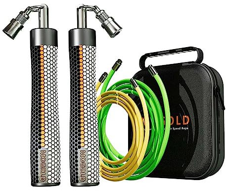 Mogold Gewichtete Springseile für Männer und Frauen, schneller Clip, austauschbar, 0.9 kg, 0.5 kg, schwere Springseile, ergonomischer Griff für Fitness, Gewichtsverlust und mehr (weiß & schwarz)