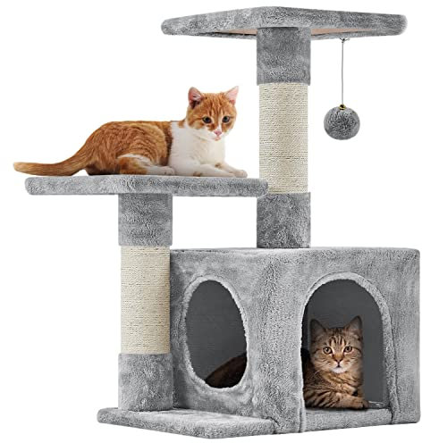Yaheetech 69cm Cat Tree, Cute Tower for Indoor Cats, Sisal Scratching Posts with Condo, Pet Activity Centre Furniture Play House for Kitten