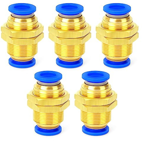 ERGAOBOY 5 Piezas de 10MM de diámetro exterior del tubo recto a través del deflector de inserción rápida a presión para Conectar racores de Conexión Neumática