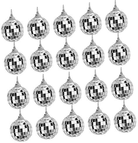 Warmhm 24st Lob Weihnachts-Disco-Kugel Mini-Disco-spiegelkugel Spiegelkugel Kugel Mini-Weihnachtskugel-Ornament Hängende Discokugel-Dekoration Spiegelball Glas Mittel Und Klein Zubehör