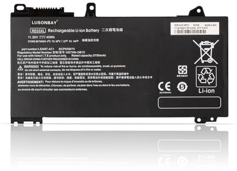 LUSONBAY RE03XL L32656-002 HSTNN-OB1C HSTNN-UB7R HSTNN-DB9A L32407-AC1 L32407-2B1 L32407-541 L32656-005 Batterie de rechange pour ordinateur portable HP ProBook 430 444 0 445 Série 450 455R G6 430 440